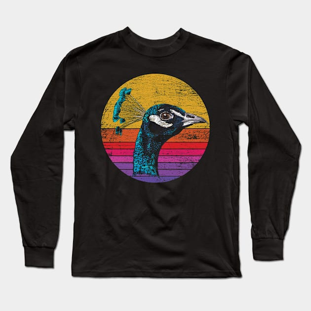 peacock retro sun grunge Long Sleeve T-Shirt by ShirtsShirtsndmoreShirts